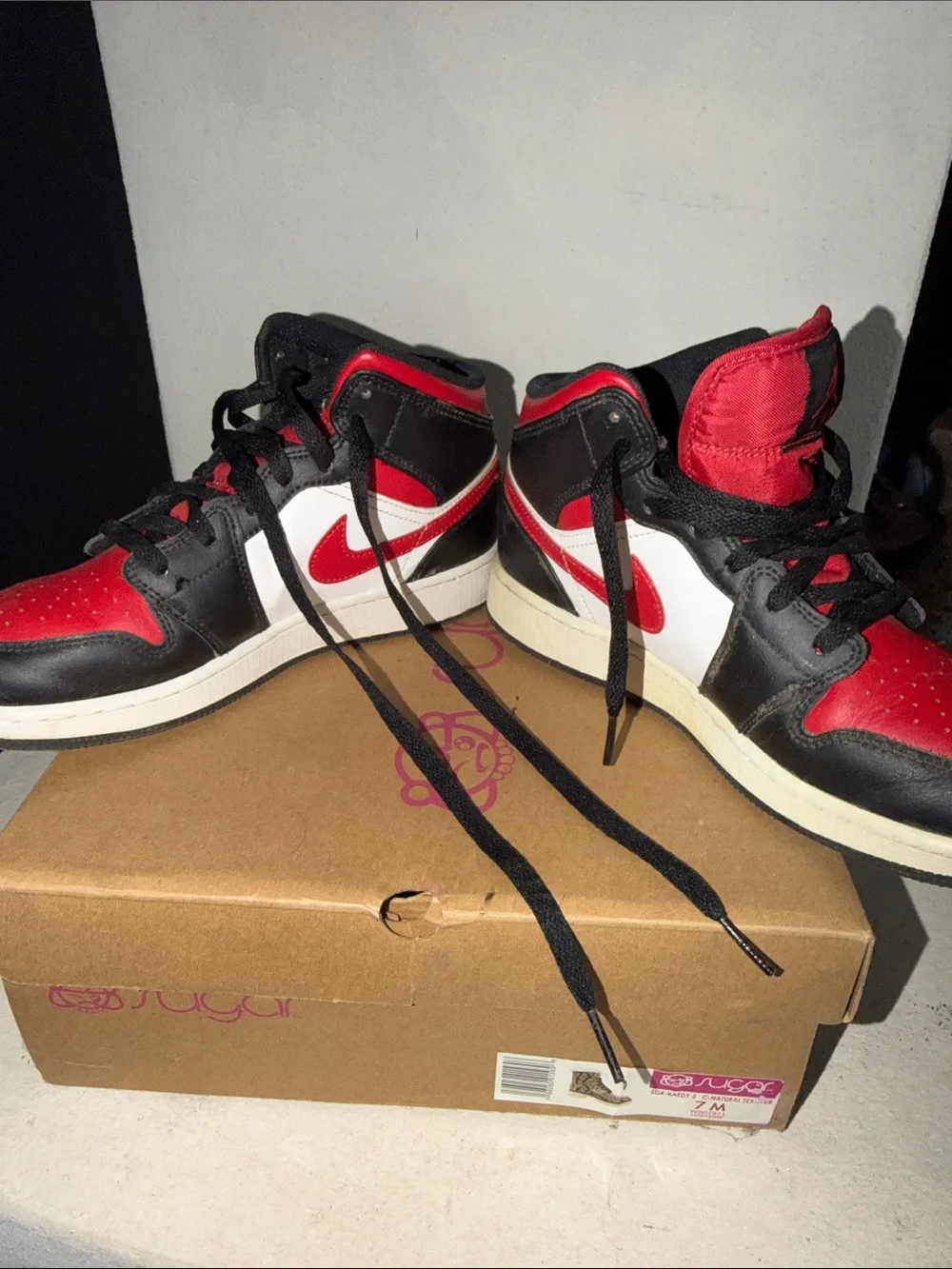 Nike Kids Red, Black & White High-Top Sneakers